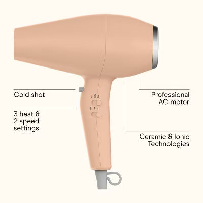Ionic Ceramic Hair Dryer: Volumizing, 1875 Watt, Includes Concentrator, Diffuser