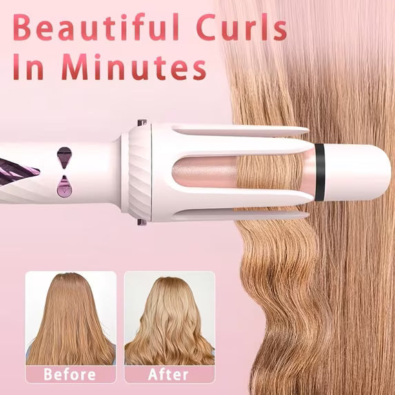 3-in-1 Curling Iron Set, Pink Blowout Waves, 1” & 1.25” Barrels with Straightener Brush for Everyday Curls & Loose Waves