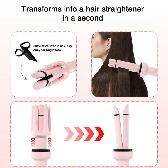 Automatic Hair Curler, Self-Rotating Curling Iron for Beginners | 2-in-1 Straightener & Curler