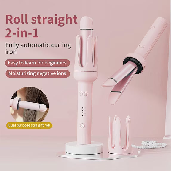 Automatic Hair Curler, Self-Rotating Curling Iron for Beginners | 2-in-1 Straightener & Curler