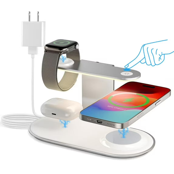 4 in 1 Charging Station,MagSafe Wireless Charger with Three Level soft Night Light